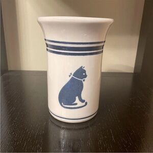 Pfaltzgraff Spectrum‎ White and Blue Ceramic Cat Canister